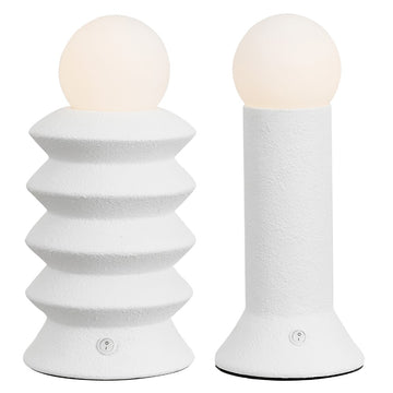 Soren 13" Modern Scandinavian Ceramic/Glass Geometric Integrated LED Table Lamp, Set of 2